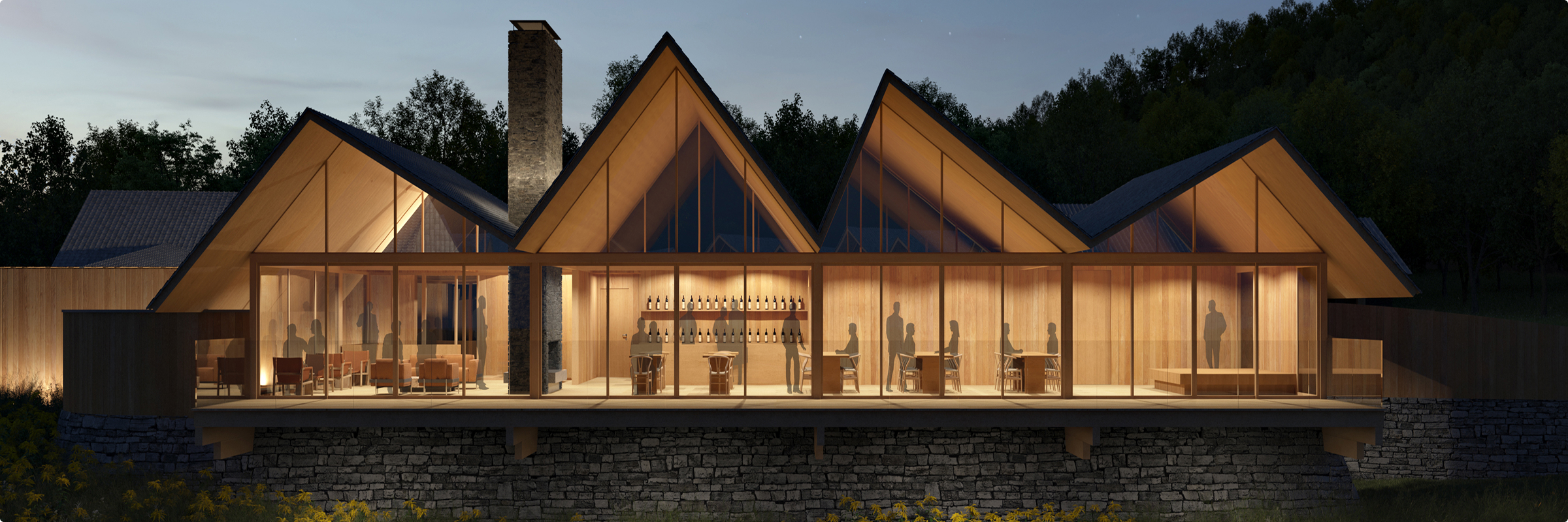 honkan main building full view at dusk