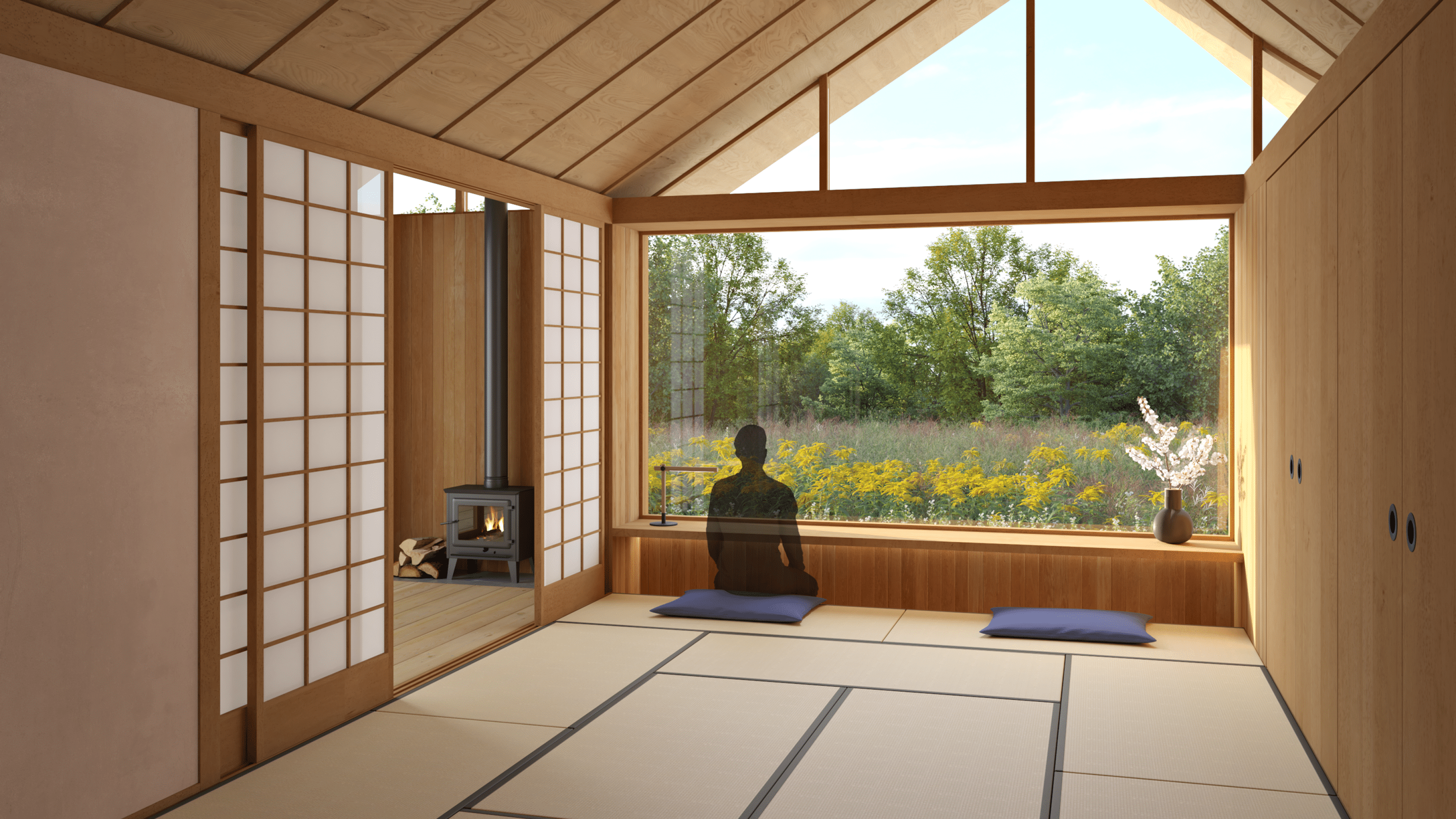 guest room interior of tatami and engawa